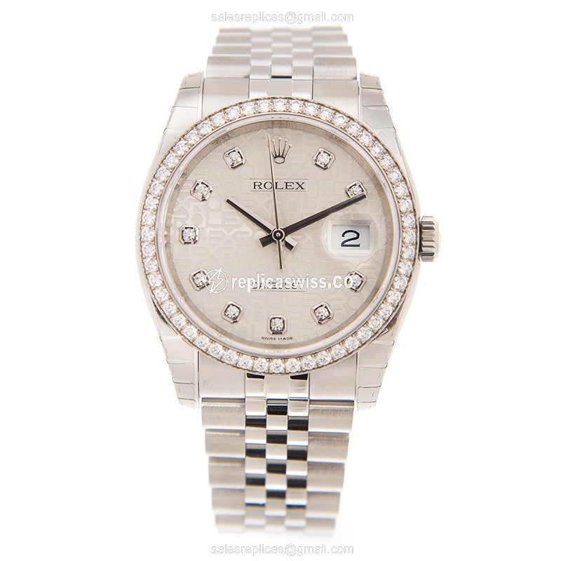 Rolex DATEJUST Replica - Automatic | Stainless Steel | Diamonds | Silver Dial - View 2
