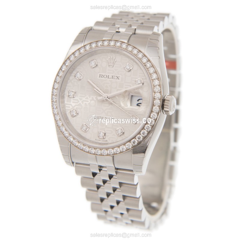 Rolex DATEJUST Replica - Automatic | Stainless Steel | Diamonds | Silver Dial - View 3