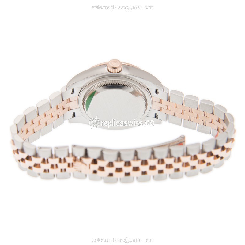 Rolex Datejust Replica - Automatic - 18kt Rose Gold - Pink Dial - Diamond Clasp - View 4