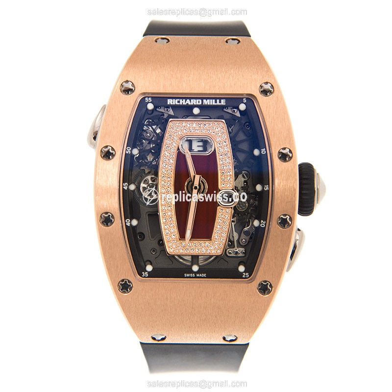 Richard Mille RM037 - Auto 18kt Rose Gold Case - Gold Dial - Black Rubber Strap - View 2