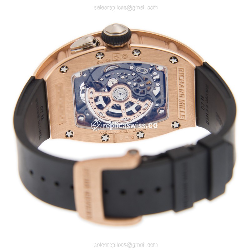 Richard Mille RM037 - Auto 18kt Rose Gold Case - Gold Dial - Black Rubber Strap - View 4