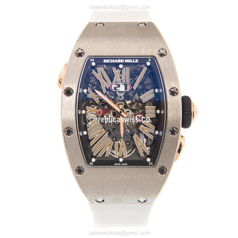 Richard Mille RM037 AO Lady - Auto - Silver Dial - White Rubber - Buckle Clasp - View 2