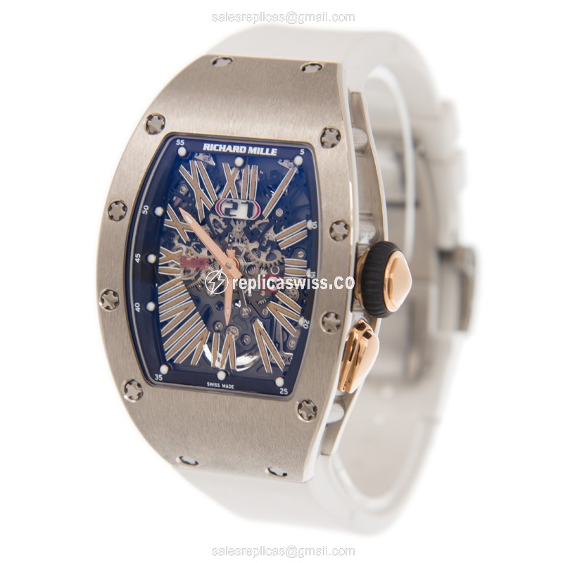 Richard Mille RM037 AO Lady - Auto - Silver Dial - White Rubber - Buckle Clasp - View 3