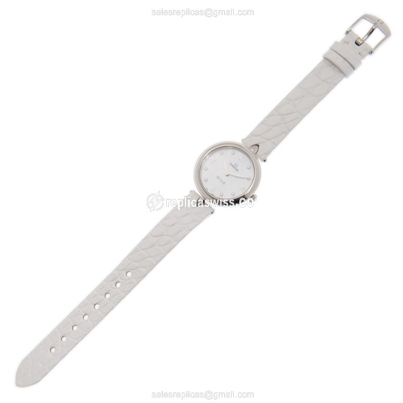 Omega 424.13.27.60.55.001 DE VILLE Quartz Steel - White Dial, Leather Strap, Buckle Clasp - View 2