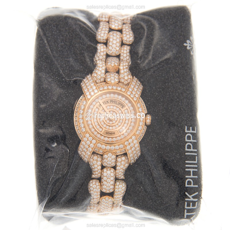 Patek Philippe TWENTY-4 Replica - Automatic - 18kt Rose Gold - Diamond Dial - Gold Clasp - View 2