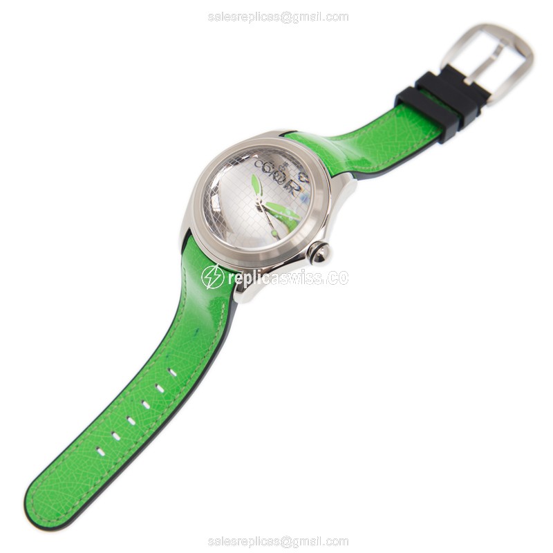Corum Bubble Automatic Replica - Silver Steel Case - Green Leather Strap - Sapphire Crystal - View 2