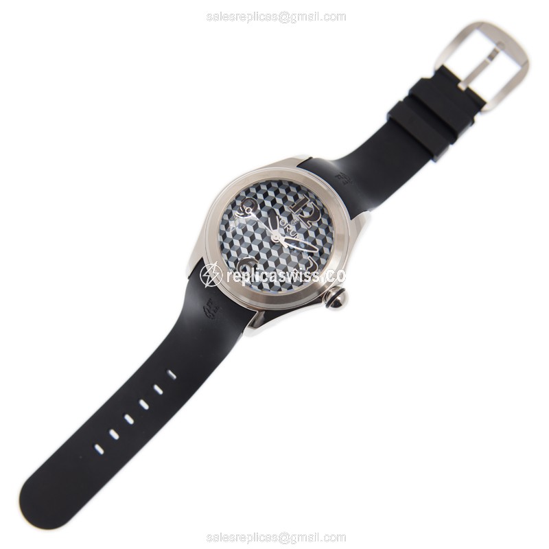 Corum Bubble Replica - Automatic - White Dial - Steel Case - Black Rubber Strap - View 2