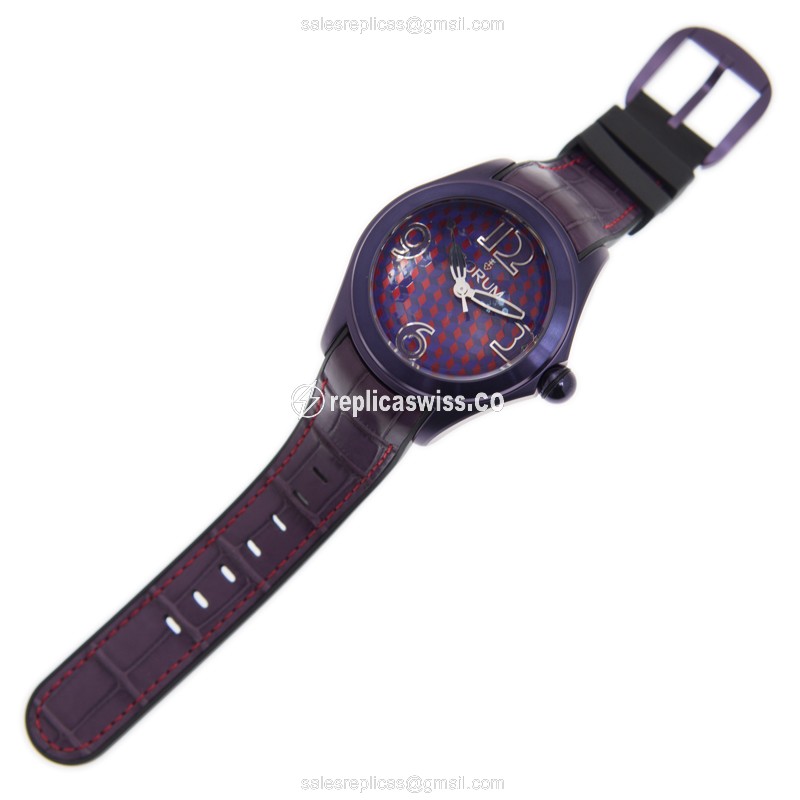 Corum Bubble Automatic - Purple Dial - Steel Case - Alligator Strap - Buckle Clasp - View 2