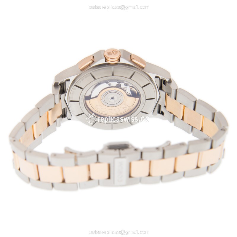 Corum Admirals Cup Replica - Automatic - 18kt Rose Gold & Steel - Silver Dial - Gold Strap - View 4