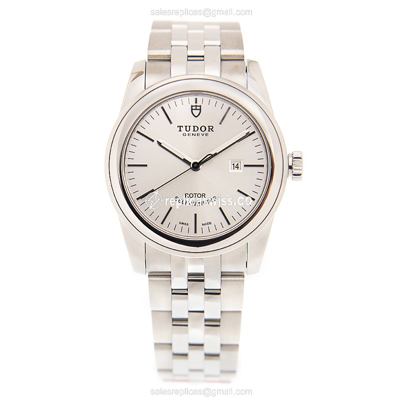 Tudor Glamour Date Replica - Automatic - Steel Case - Silver Dial - Steel Strap - View 2