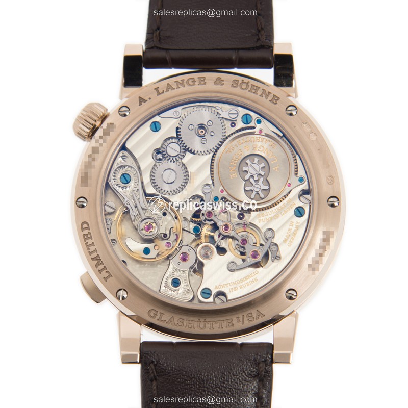 A Lange & Sohne 143.050 OWL - Manual Wind - 18kt Rose Gold - White Dial - Brown Alligator Buckle - View 3