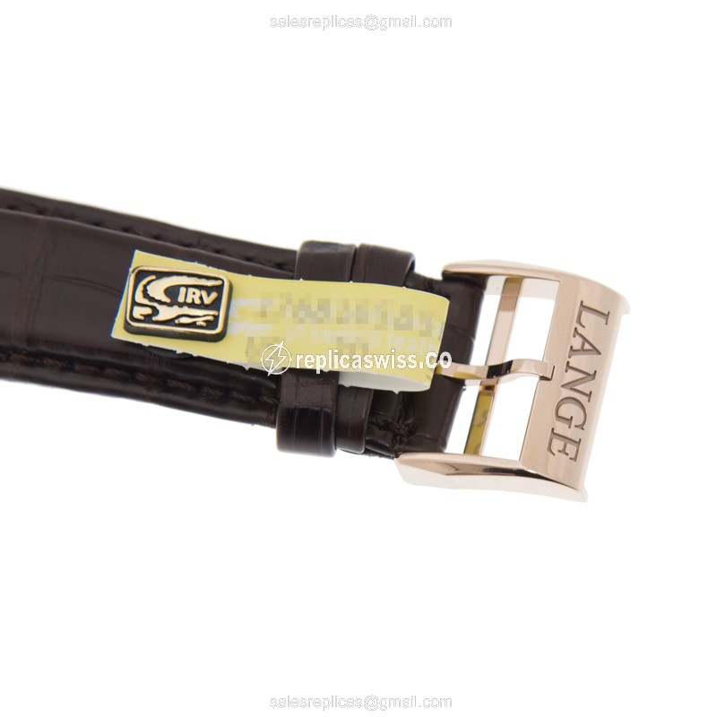 A Lange & Sohne 143.050 OWL - Manual Wind - 18kt Rose Gold - White Dial - Brown Alligator Buckle - View 4