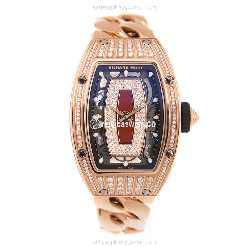 Richard Mille RM07-01RG Replica - Automatic - 18kt Rose - Gold Dial - Diamond - Steel Strap - View 2