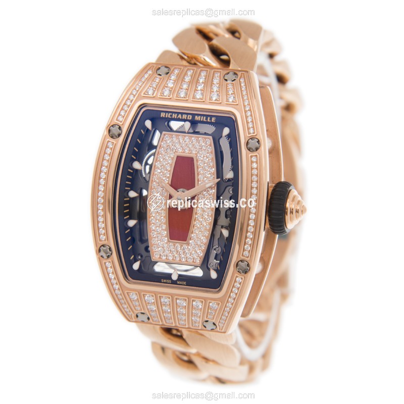Richard Mille RM07-01RG Replica - Automatic - 18kt Rose - Gold Dial - Diamond - Steel Strap - View 3