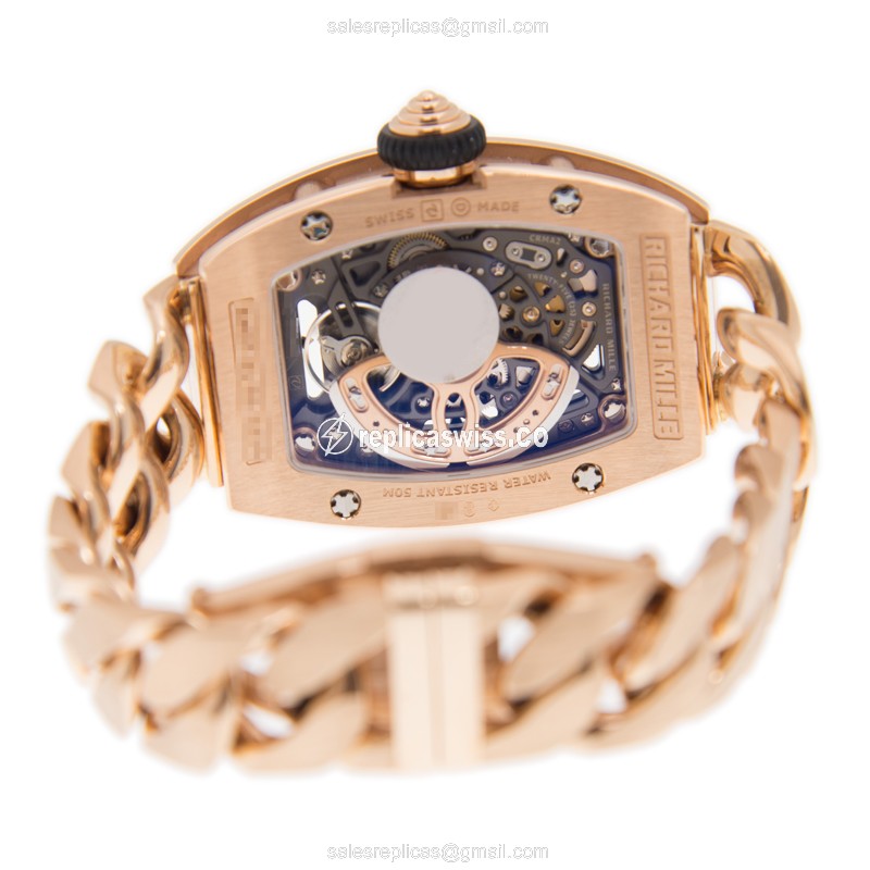 Richard Mille RM07-01RG Replica - Automatic - 18kt Rose - Gold Dial - Diamond - Steel Strap - View 4