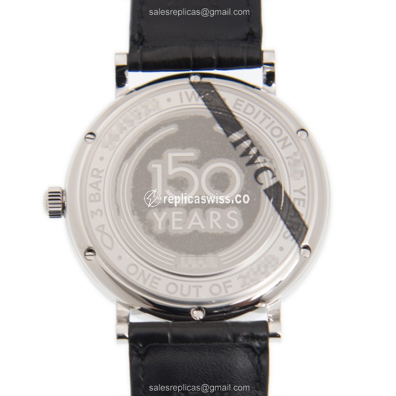 IWC Portofino Replica - Automatic - Blue Dial - Steel Case - Black Alligator Strap - View 3