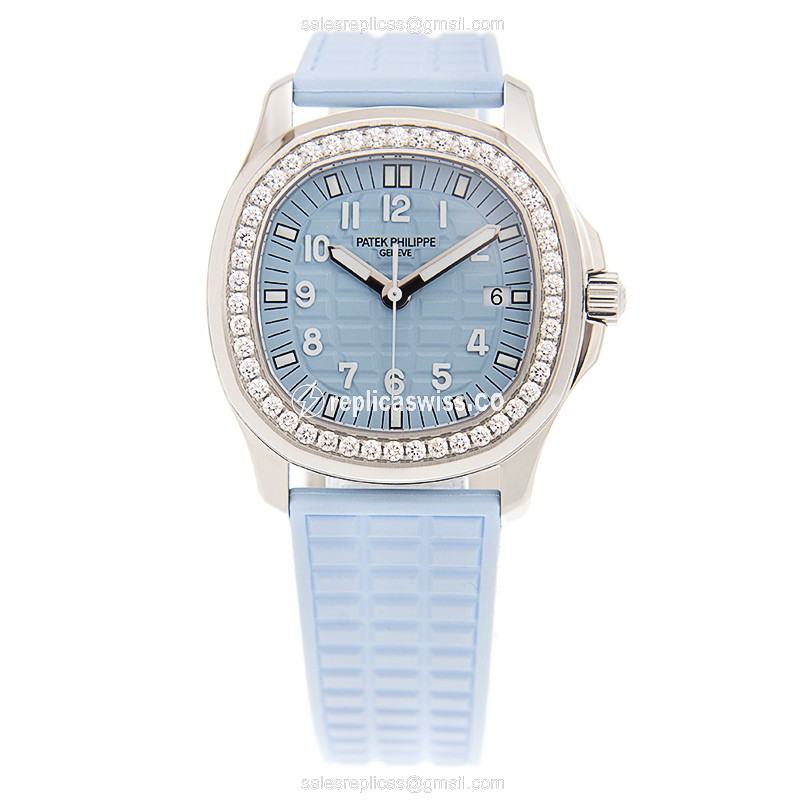 Patek Philippe AQUANAUT Replica - Quartz - Stainless Steel - Blue Dial & Diamond - View 2