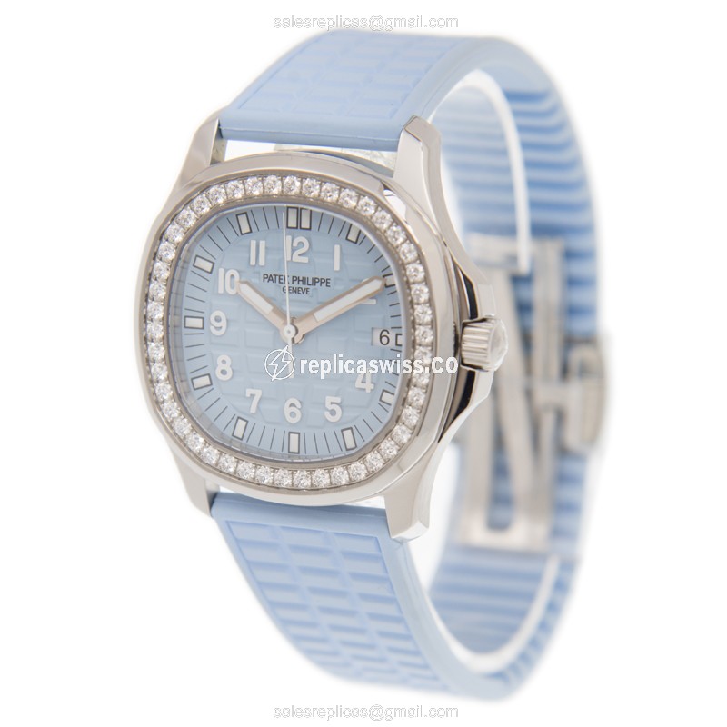Patek Philippe AQUANAUT Replica - Quartz - Stainless Steel - Blue Dial & Diamond - View 3