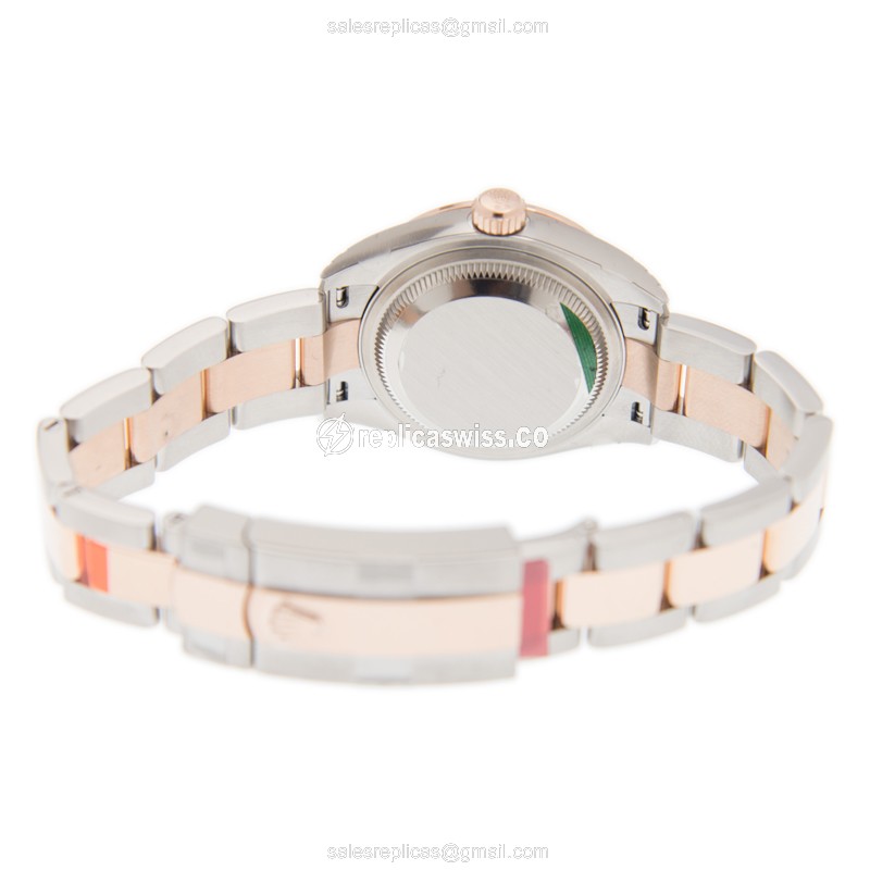 Rolex Datejust Replica - Automatic - 18kt Rose Gold - Green Dial, Diamond Bezels - View 4