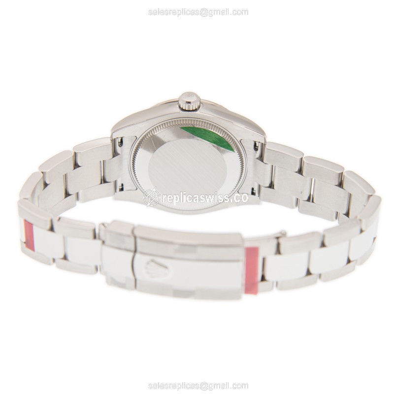 Rolex Lady Datejust Replica - Auto - White Gold & Diamond - Steel Case - White Dial - View 4