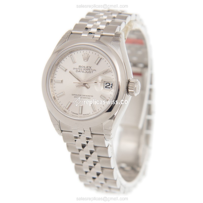 Rolex Datejust Lady Replica - Automatic - Stainless Steel - Silver Dial - Steel Strap - View 3