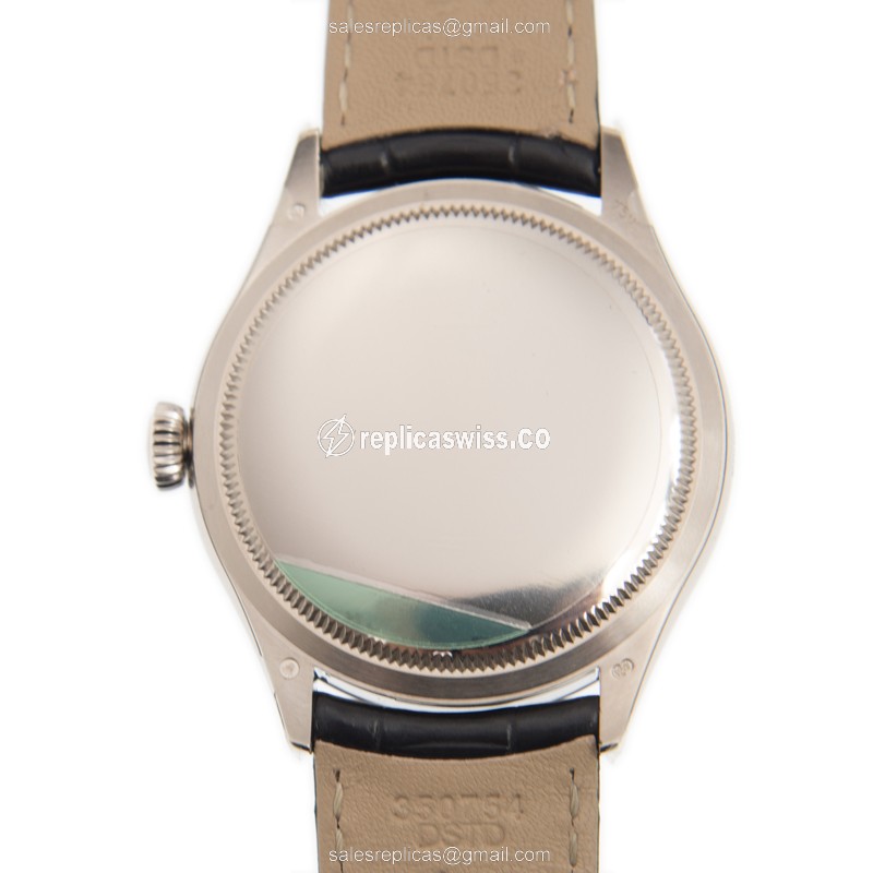 Rolex Cellini Replica - Automatic - 18kt White Gold - Diamond Set - Silver Dial - Buckle Clasp - View 3