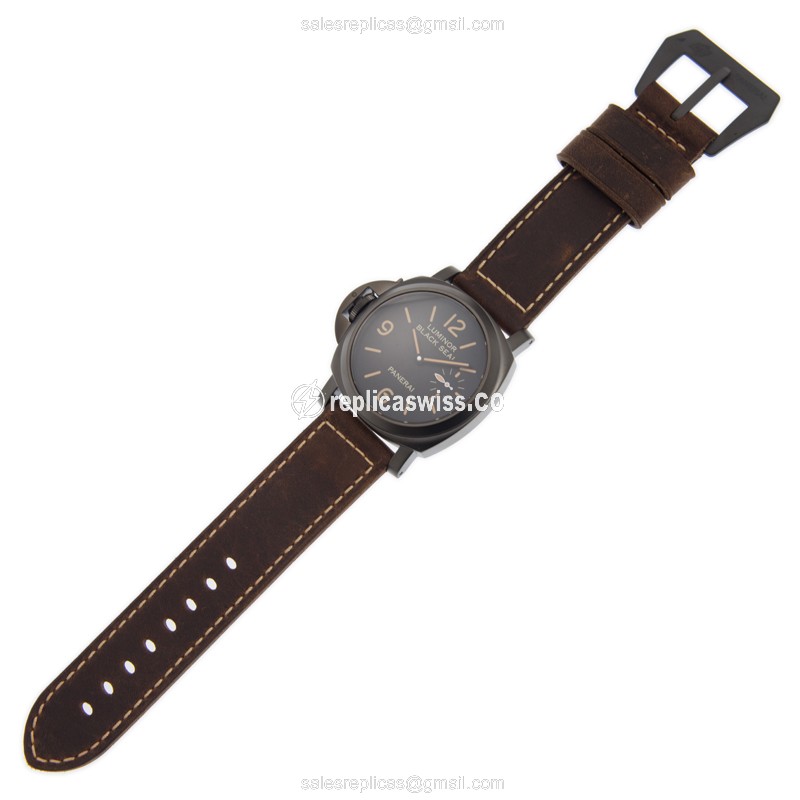 Panerai PAM00649 LUMINOR - Manual - Steel Case - Black Dial - Brown Leather Strap - View 2