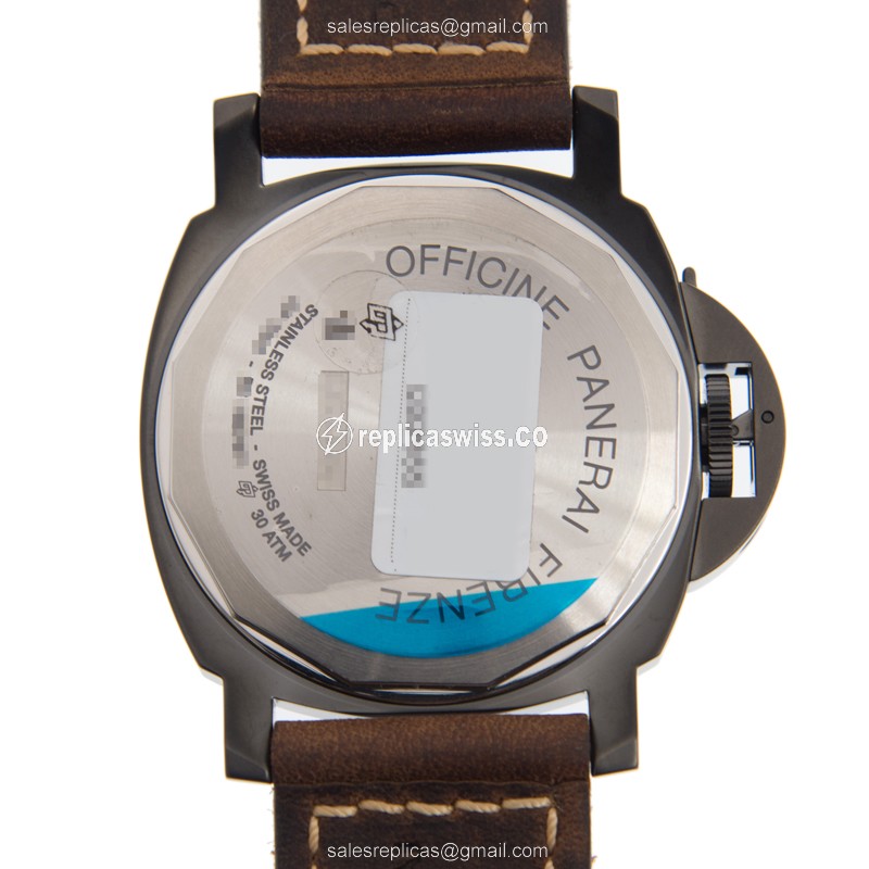 Panerai PAM00649 LUMINOR - Manual - Steel Case - Black Dial - Brown Leather Strap - View 3