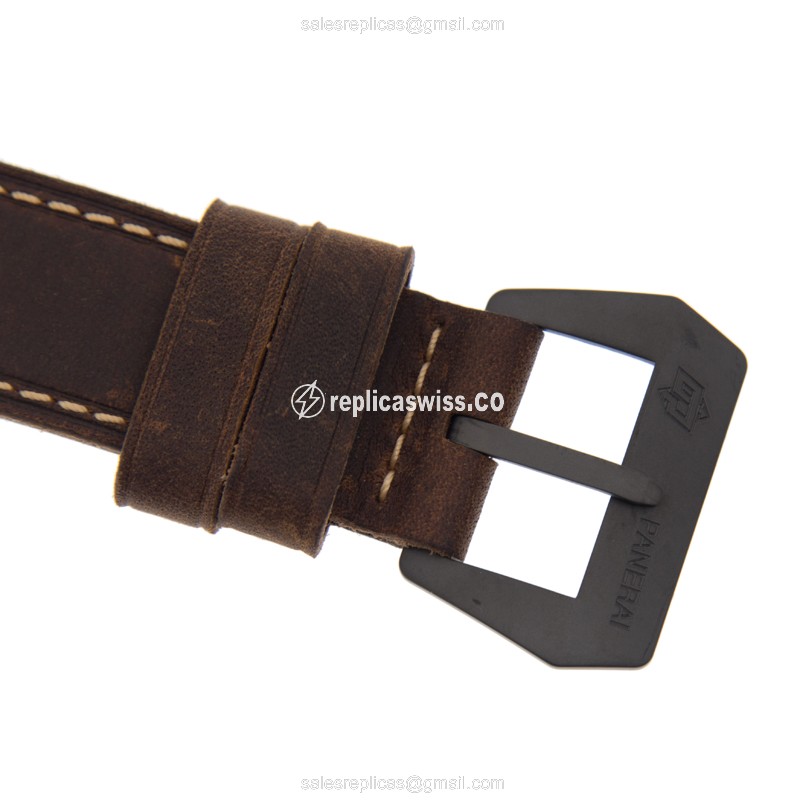 Panerai PAM00649 LUMINOR - Manual - Steel Case - Black Dial - Brown Leather Strap - View 4