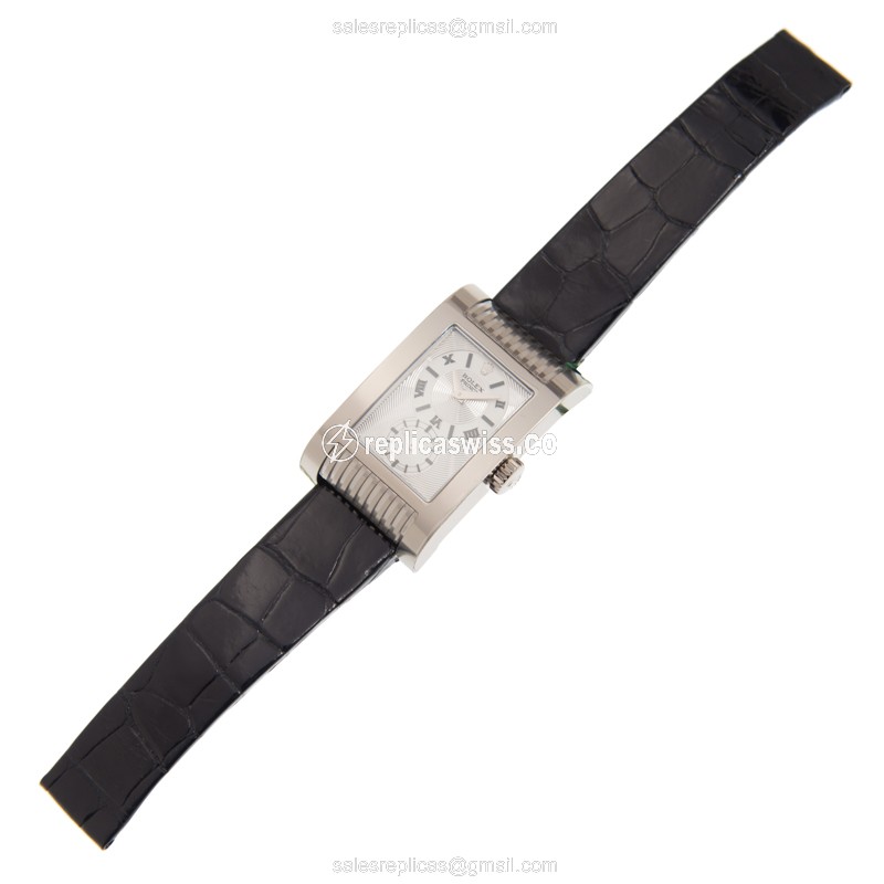 Rolex 5441/9 Cellini Series - Manual Wind - 18kt Gold - Silver Dial - Black Leather Strap - View 2