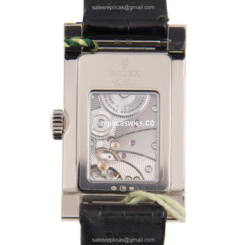 Rolex 5441/9 Cellini Series - Manual Wind - 18kt Gold - Silver Dial - Black Leather Strap - View 3