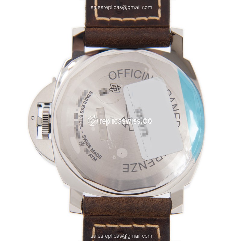 Panerai PAM00650 LUMINOR Replica - Manual - Stainless Steel - White Dial - Brown Leather Strap - View 3