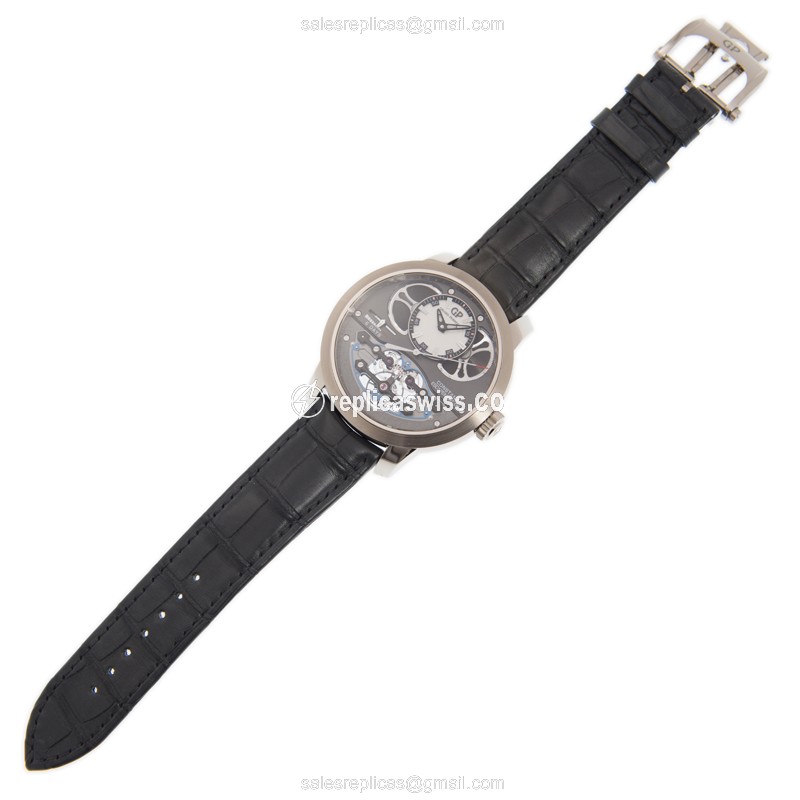Girard Perregaux BRIDGES Replica - Manual - 18kt Gold - Gray Dial - Black Alligator Strap - View 2