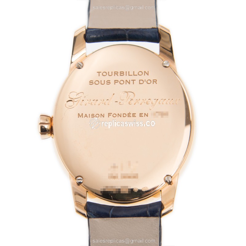 Girard Perregaux CATS EYE 99490D52A706 - Manual Wind - 18kt Rose Gold - Diamond Dial - Blue Alligator Strap - View 3