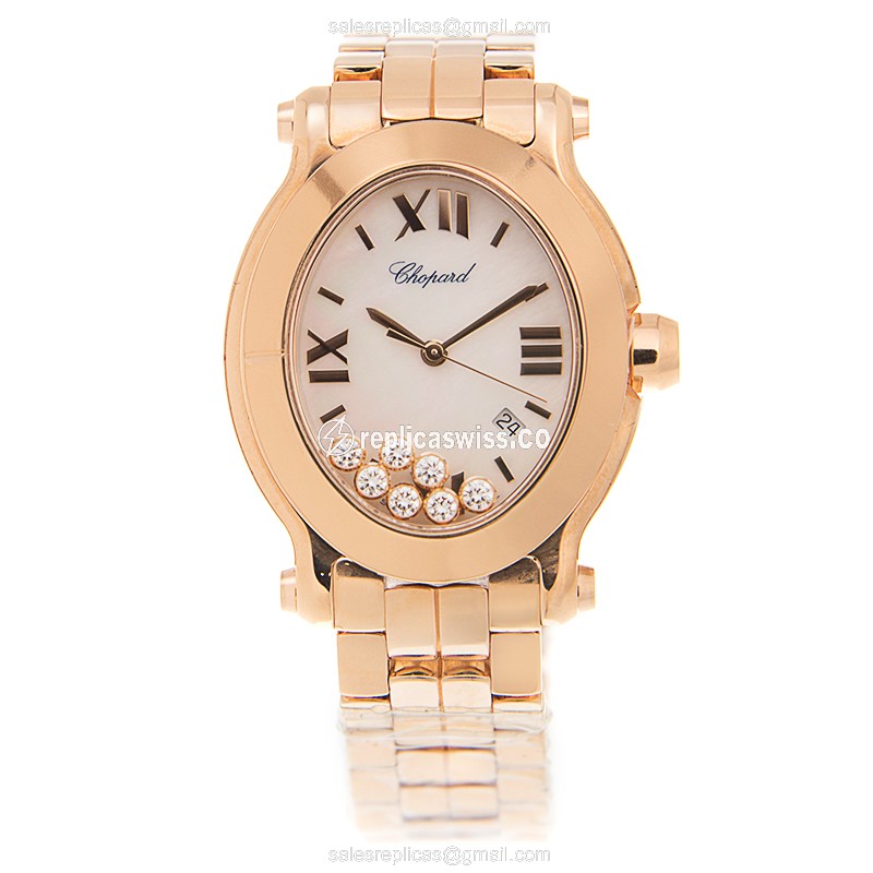 Chopard Happy Sport Quartz 18kt Rose Gold - White Dial - Gold Strap - Automatic - View 2