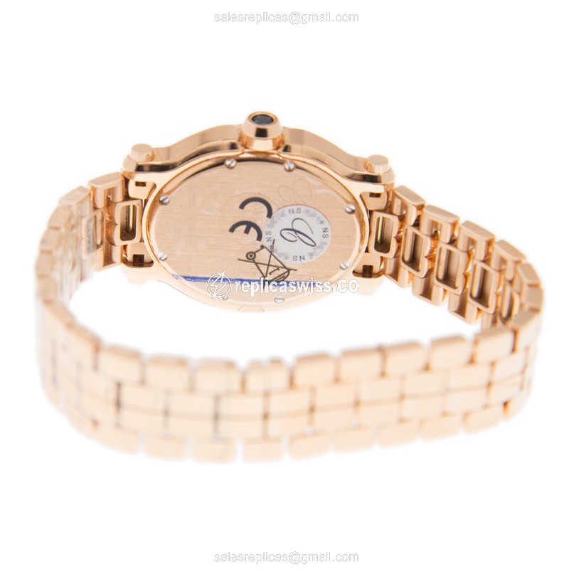 Chopard Happy Sport Quartz 18kt Rose Gold - White Dial - Gold Strap - Automatic - View 4