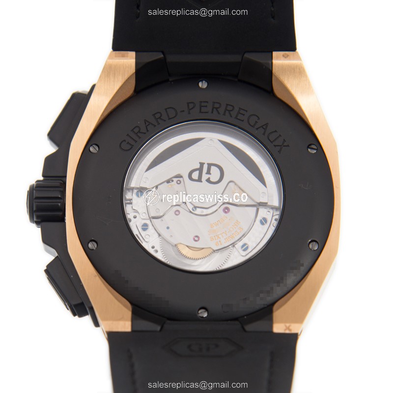Girard Perregaux 49970-34-633-BB6B Replica - Automatic - Rose Gold - Ceramic - Black Dial - Alligator Black - View 3