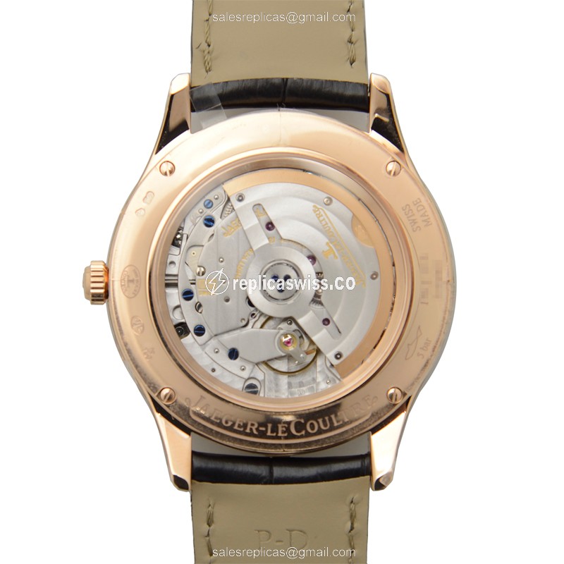 Jaeger-Lecoultre Q1552540 Replica - Ultra Thin - Automatic - 18kt Rose Gold - Brown Dial - Leather Strap - View 3