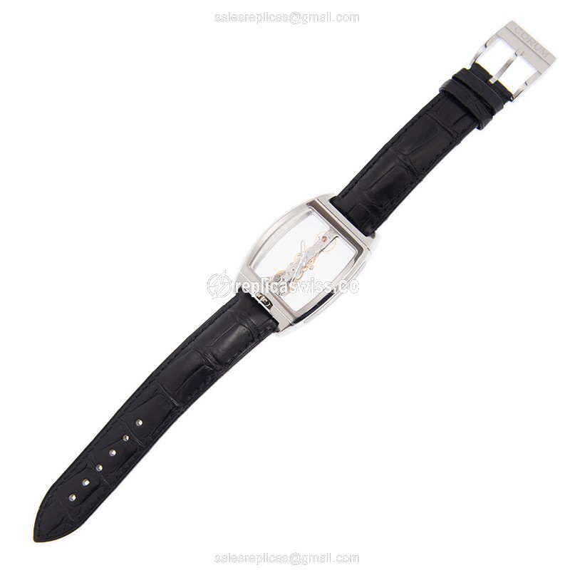 Corum Replica Bridge - Manual - 18kt Gold - Transparent Dial - Black Alligator Strap - View 2