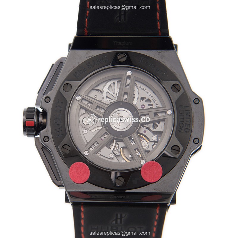 Hublot BIG BANG Replica - Automatic - Ceramics - Silver Dial - Black Leather Strap - View 3
