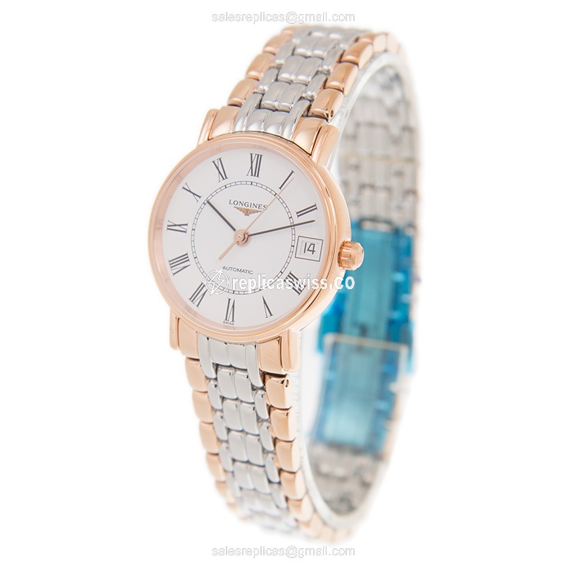 Longines Presence Replica - 18kt Rose Gold/Steel Case - White Dial | Automatic - View 3