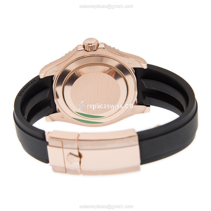 Rolex Yacht Master Replica - Automatic - 18kt Rose Gold Case - Silver Dial, Black Rubber Strap - View 4
