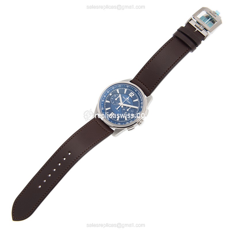 Jaeger-Lecoultre Q9028480 Replica - Automatic - Steel Case - Blue Dial - Brown Leather Strap - View 2