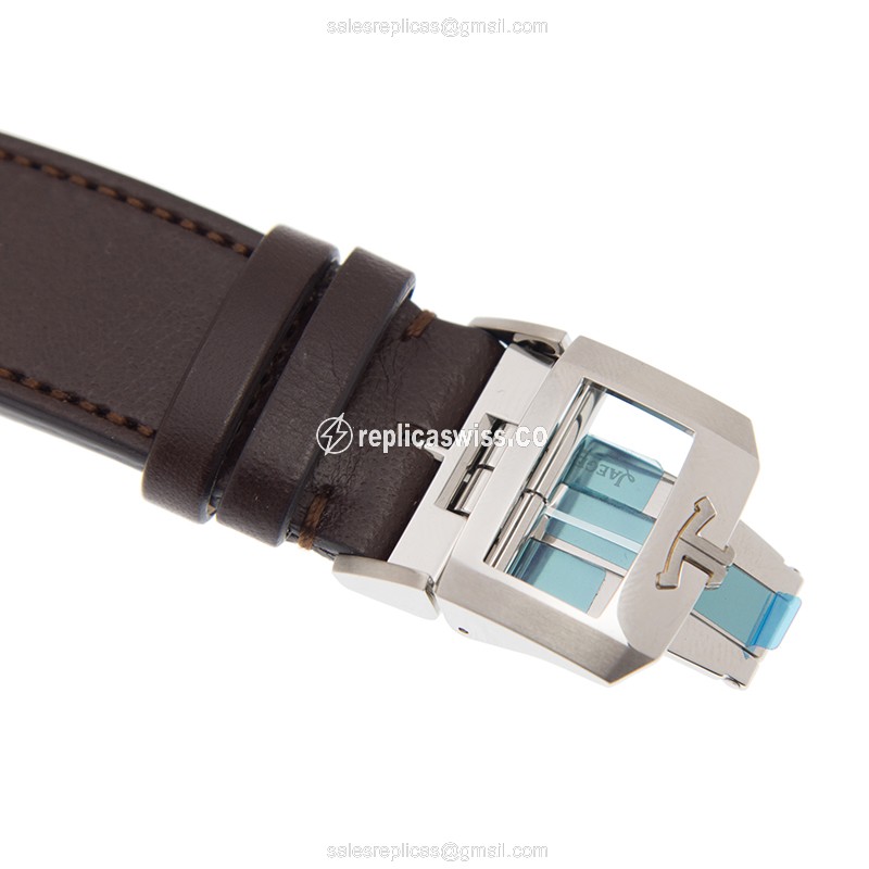 Jaeger-Lecoultre Q9028480 Replica - Automatic - Steel Case - Blue Dial - Brown Leather Strap - View 4