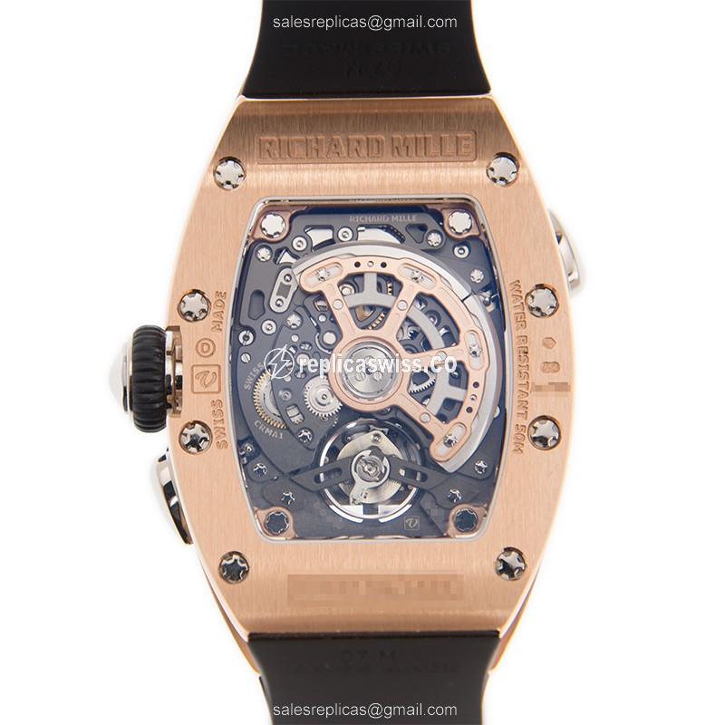 Richard Mille RM037 Lady Series - Auto - 18K Rose Gold - Gold Dial - Rubber Strap - View 3