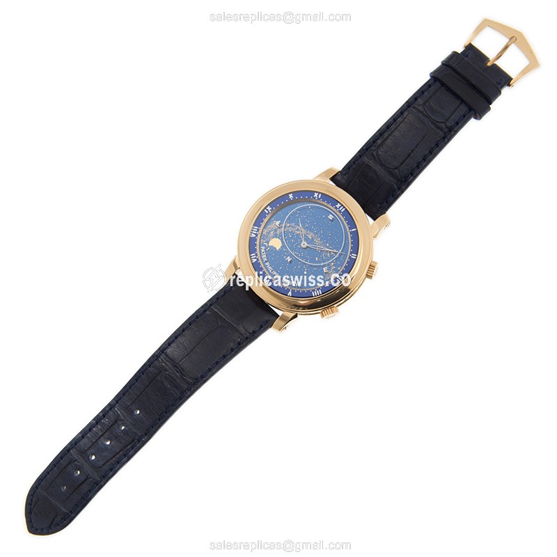 Patek Philippe 5102J-001 Grand Complications - Auto - 18kt Gold - Blue Dial - Alligator Blue Strap - View 2