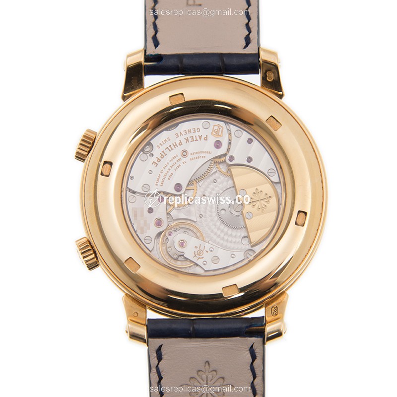 Patek Philippe 5102J-001 Grand Complications - Auto - 18kt Gold - Blue Dial - Alligator Blue Strap - View 3