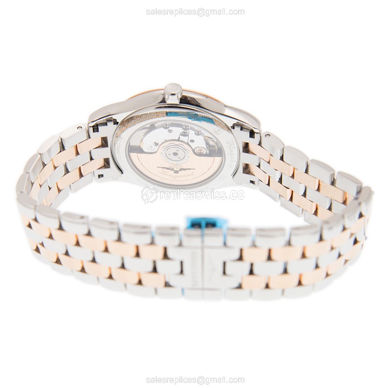 Longines L4.874.3.91.7 Flagship Replica - Automatic - White Dial - 18kt Rose Gold Case & Steel Strap - View 4