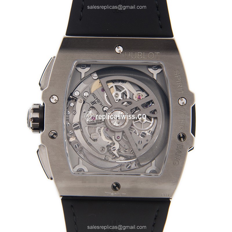Hublot Big Bang Replica - Automatic - PVD Titanium - Silver Dial - Black Leather Strap - View 3