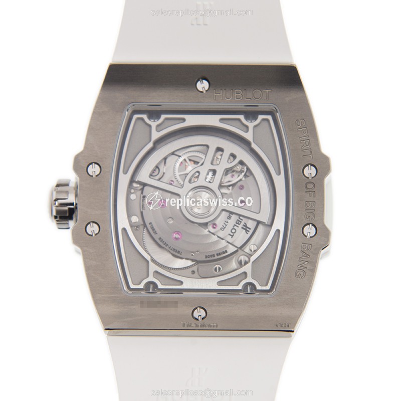 Hublot Spirit of Big Bang Replica - Automatic - Titanium - Diamond - Silver Dial - White Rubber Strap - View 3